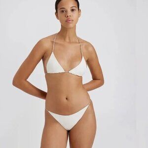 Solid & Striped White 2 Piece Bikini Set Rhinestone Straps NWT $276